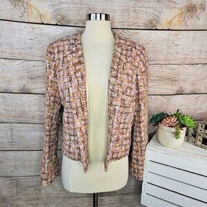 Bernard Zins Paris Tweed Jacket Size 12 Multicolor Casual